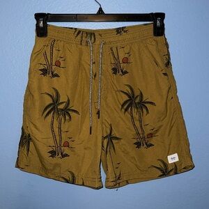 KATIN Schooner Volley - Swim Trunk Palm Tree print - size small.  B3
